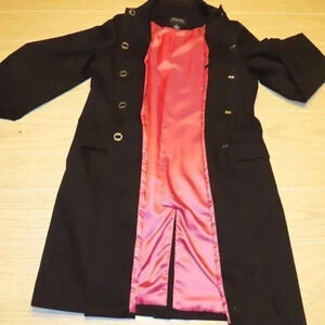 Jone New York Signature Black 3 Button Coat Pink Lining Size 4